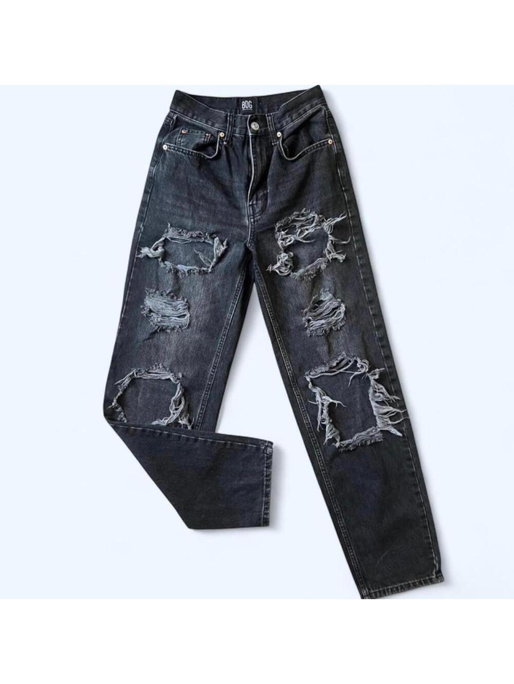 BDG Urban Outfitters y2k grunge high rise baggy ripped black jeans size 25 🖤